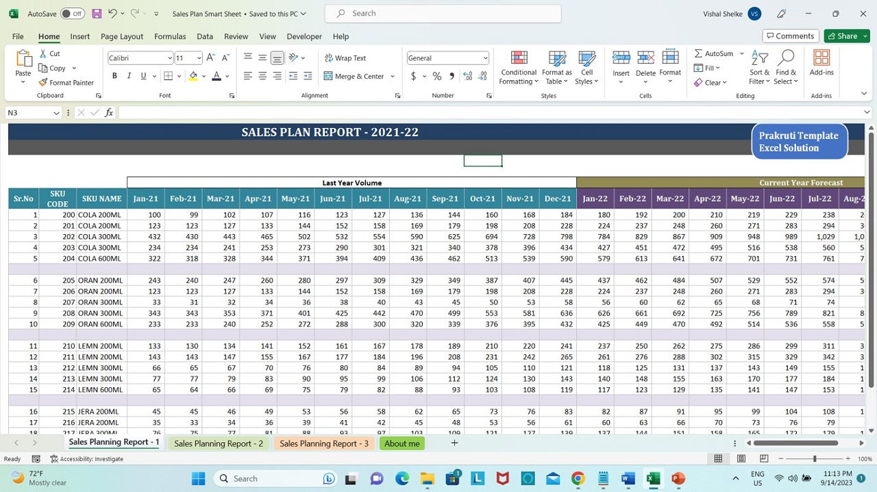 Sales Plan Template in Excel