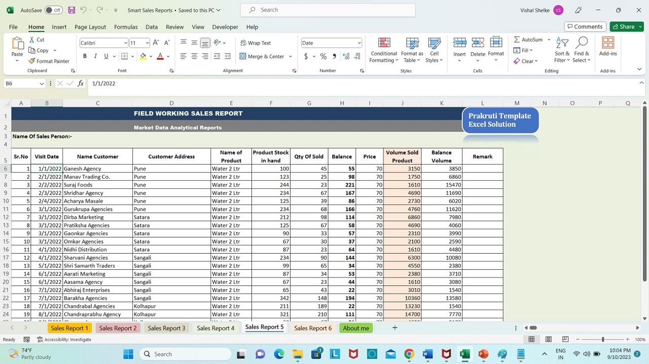 Field Working Sales REport