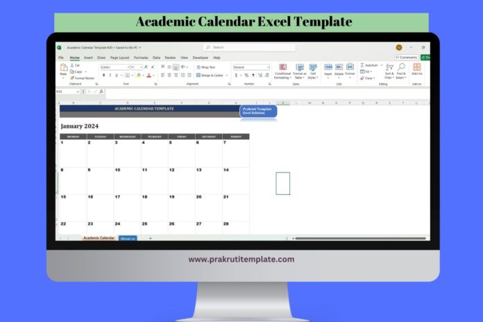 Academic Calendar Excel Template