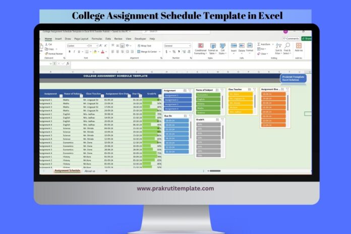 College Assignment Schedule Template in Excel