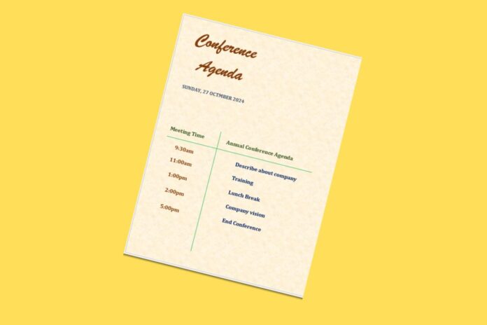 Conference Agenda Word Template