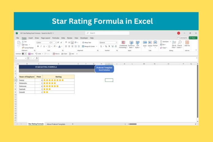 Star Rating Formula in Excel