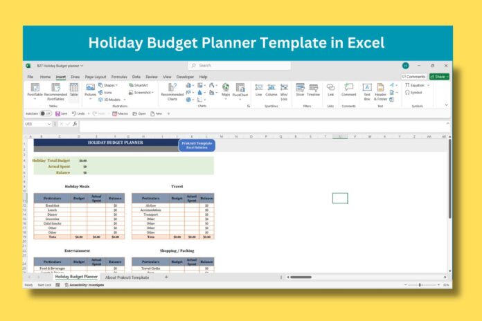 Holiday Budget Planner Template in Excel