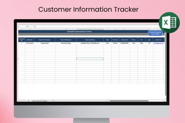 Customer Information Tracker in Excel | Prakruti Digital Template