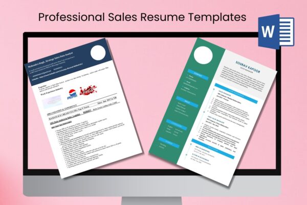 Free Professional Sales Resume Templates in Word | Prakruti Digital ...