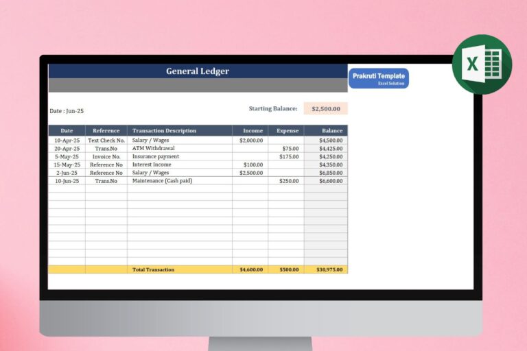 General Ledger Template in Excel