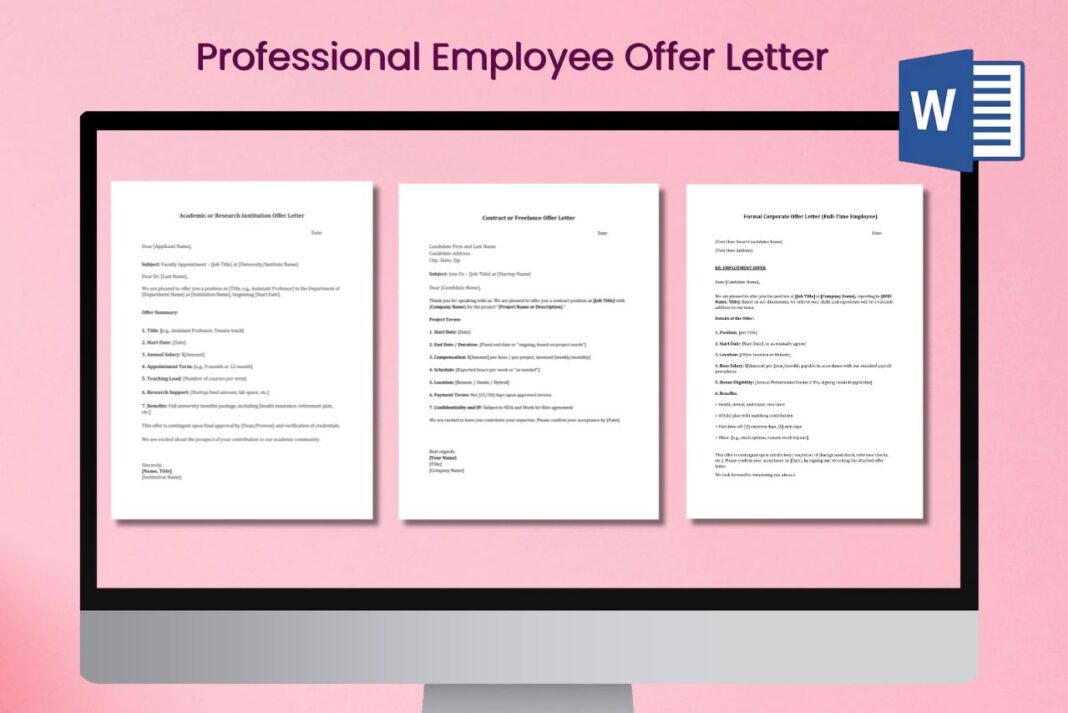 Professional Employee Offer Letter Templates in Word