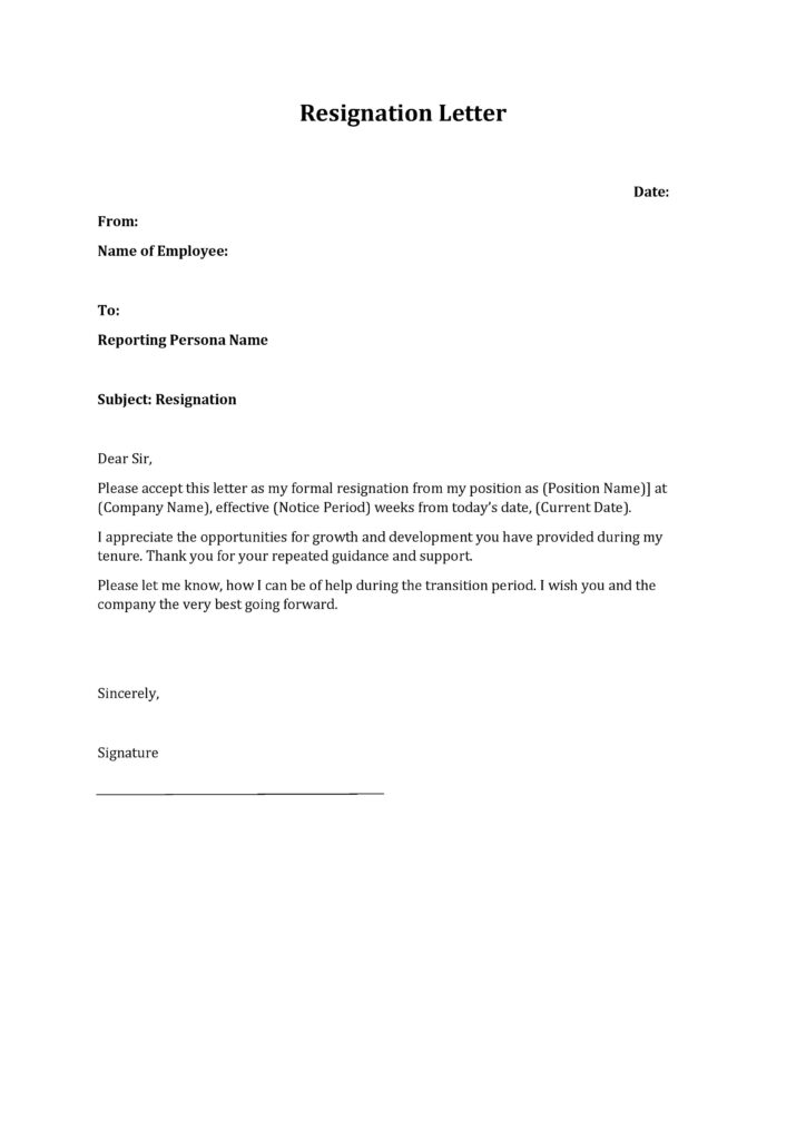 Resignation Letter Templates 