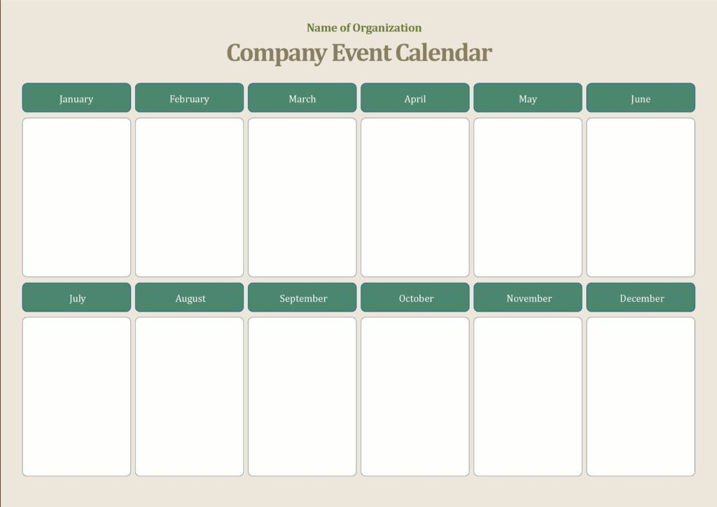 Event Calendar Template in Excel