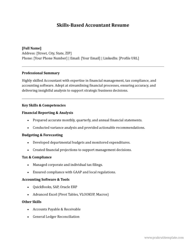 Skill Based Accountant Resume