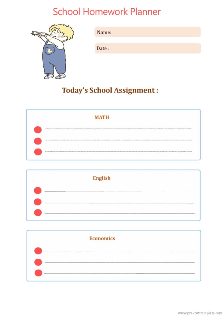 Elementary Homework Planner 