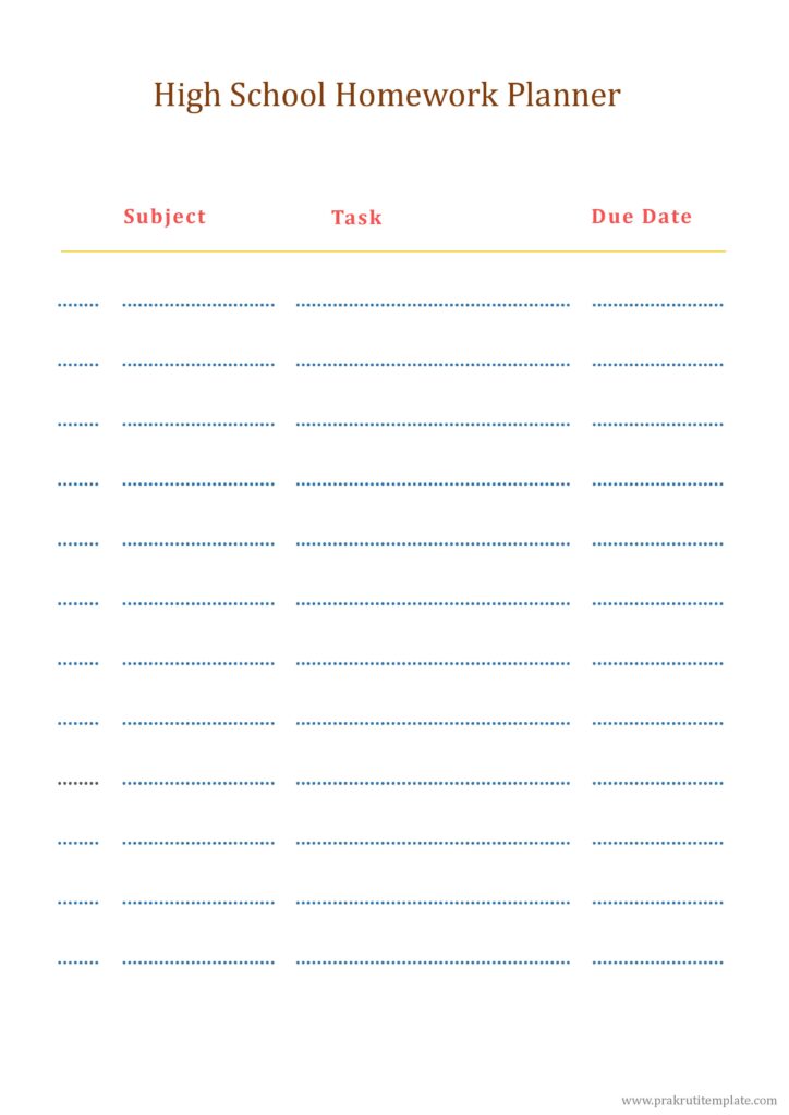 High School Homework Planner 