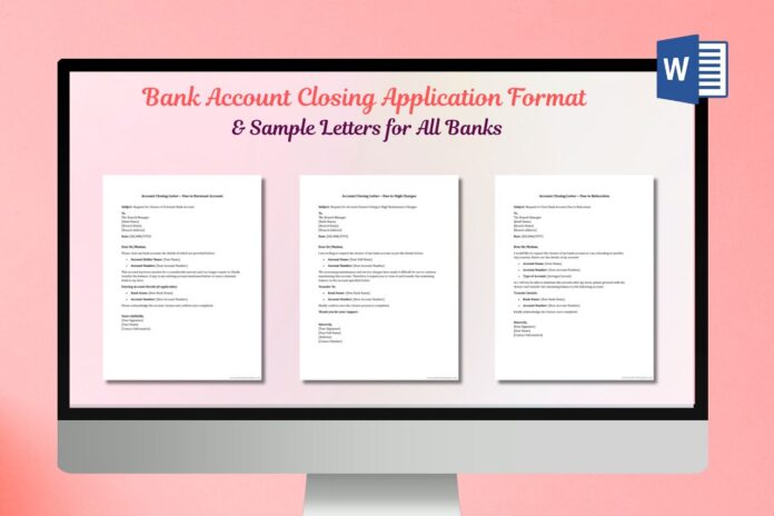 Bank Account Closing Letter Template with Reason