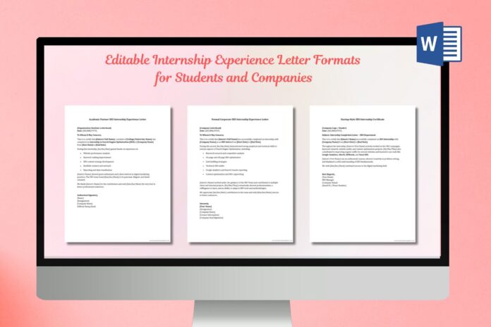 Internship Experience Letter Templates