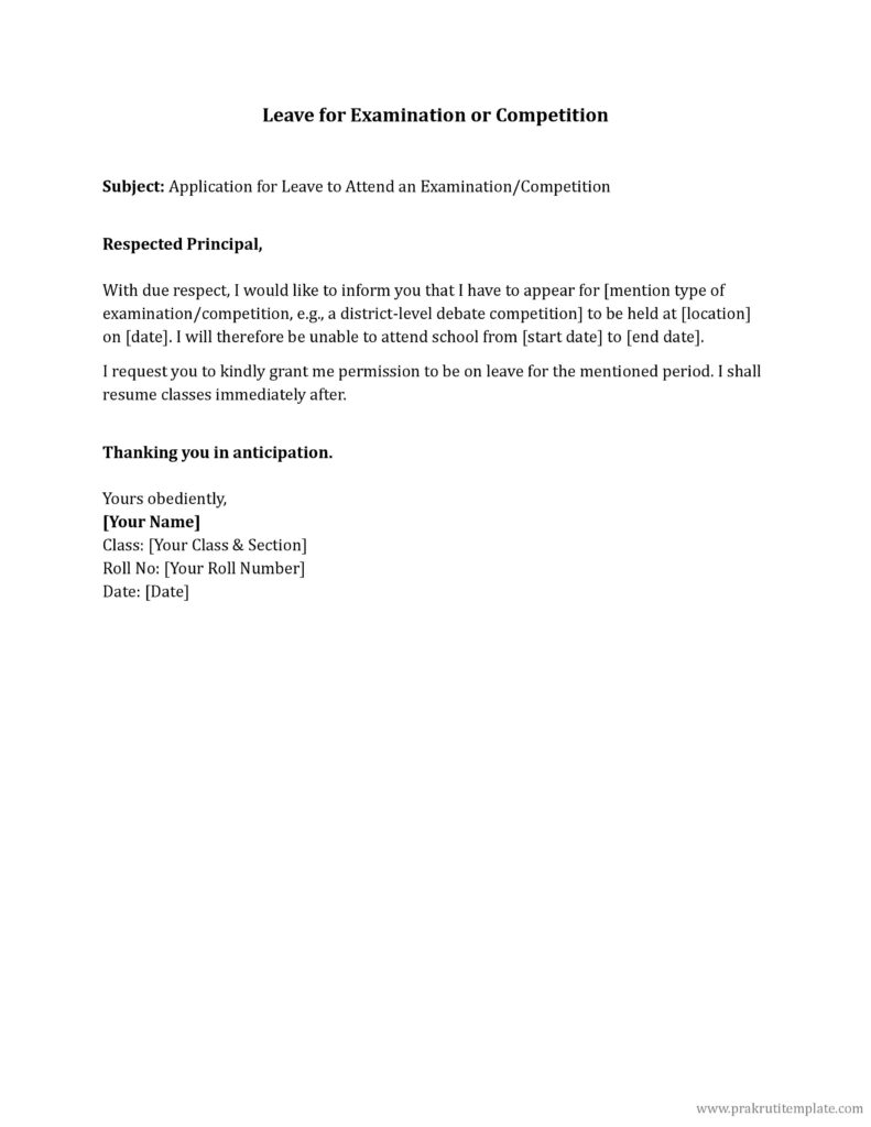 Leave for Examination or Competition