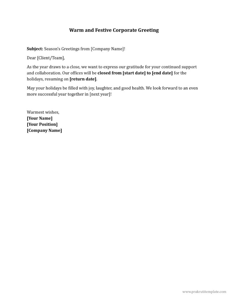 Warm and Festive Corporate Greeting