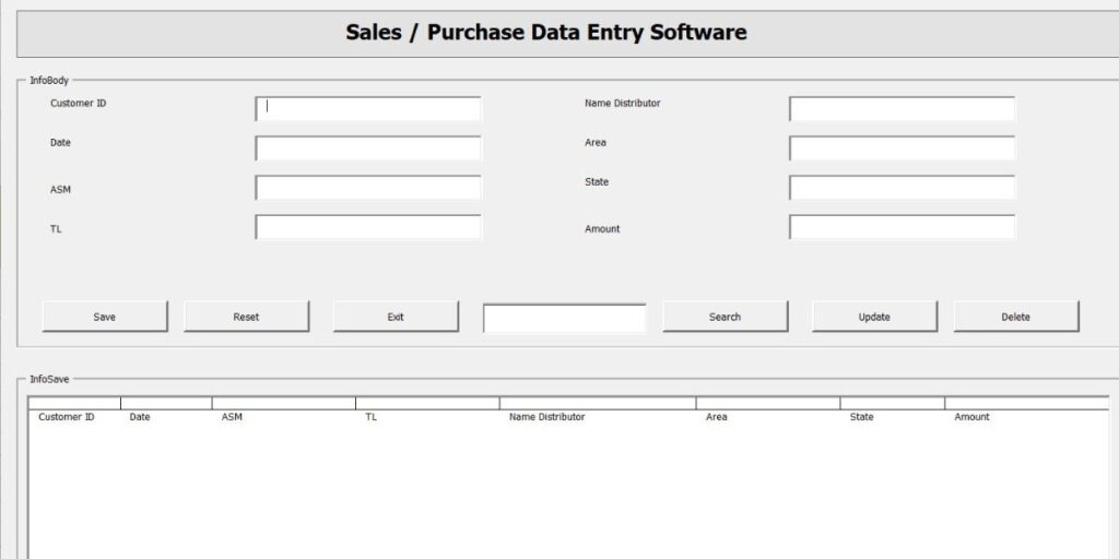 Sales & Purchase Data Entry Software Template